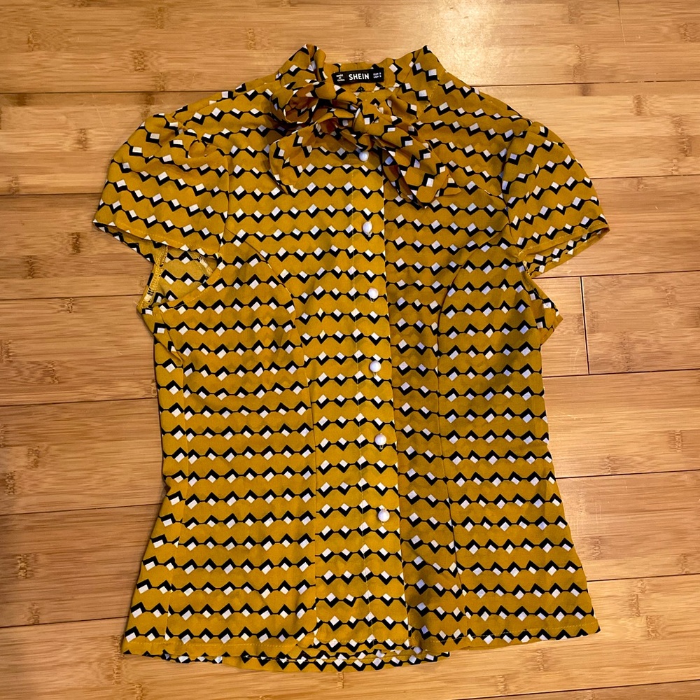 Mustard abstract blouse
